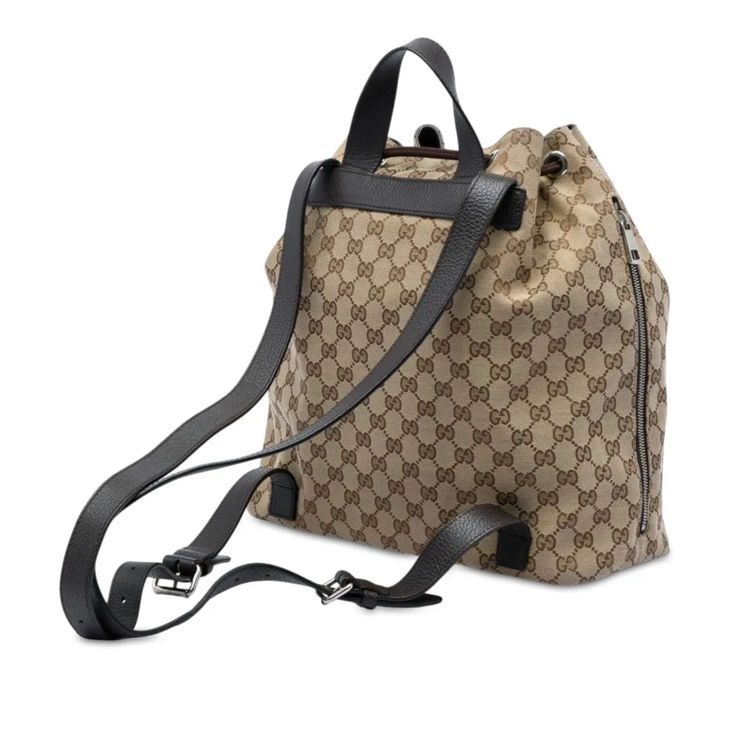 Gucci GG Canvas Drawstring Backpack Beige Canvas Very good - Back View