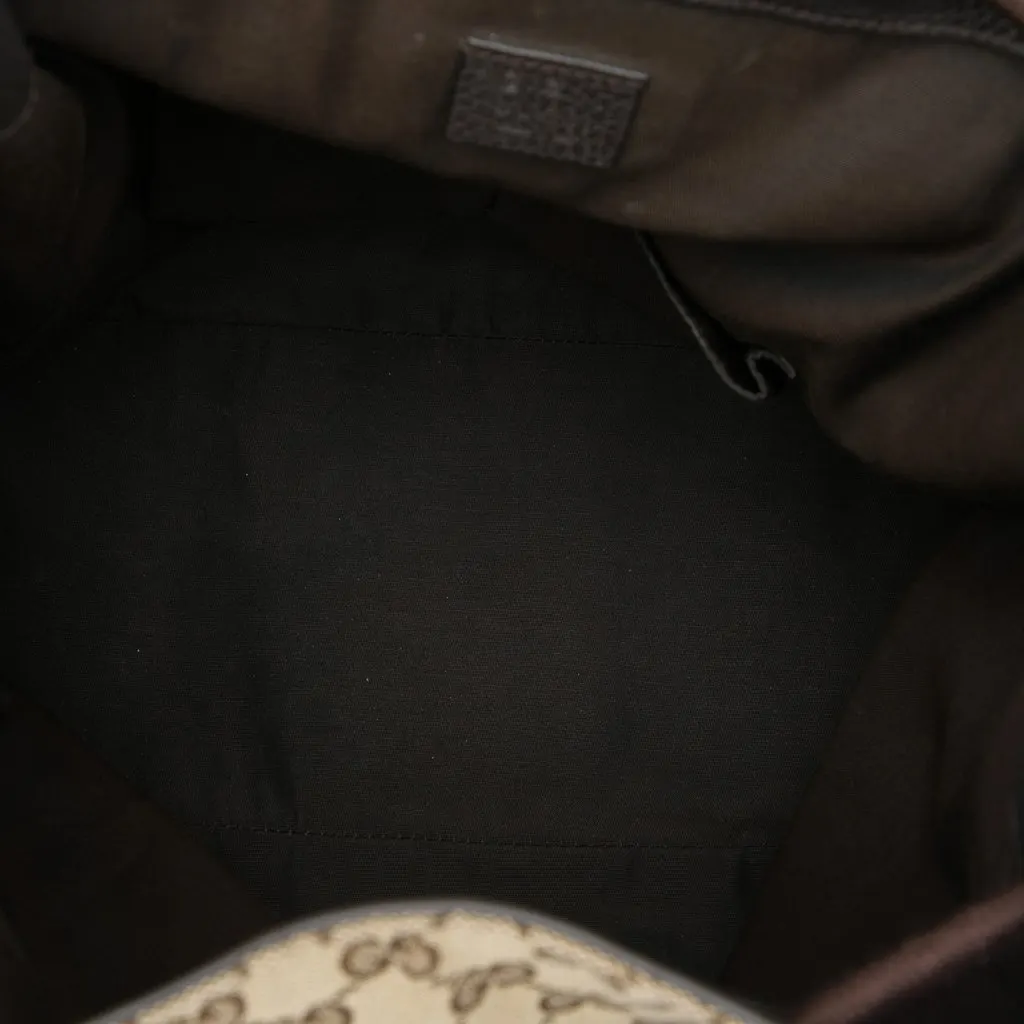 Gucci GG Canvas Drawstring Backpack Beige Canvas Very good - Model View