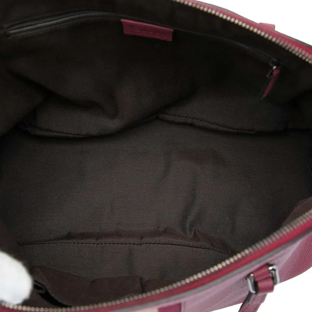 Gucci Medium Calfskin Web Dome Satchel Pink Leather Very good - Model View