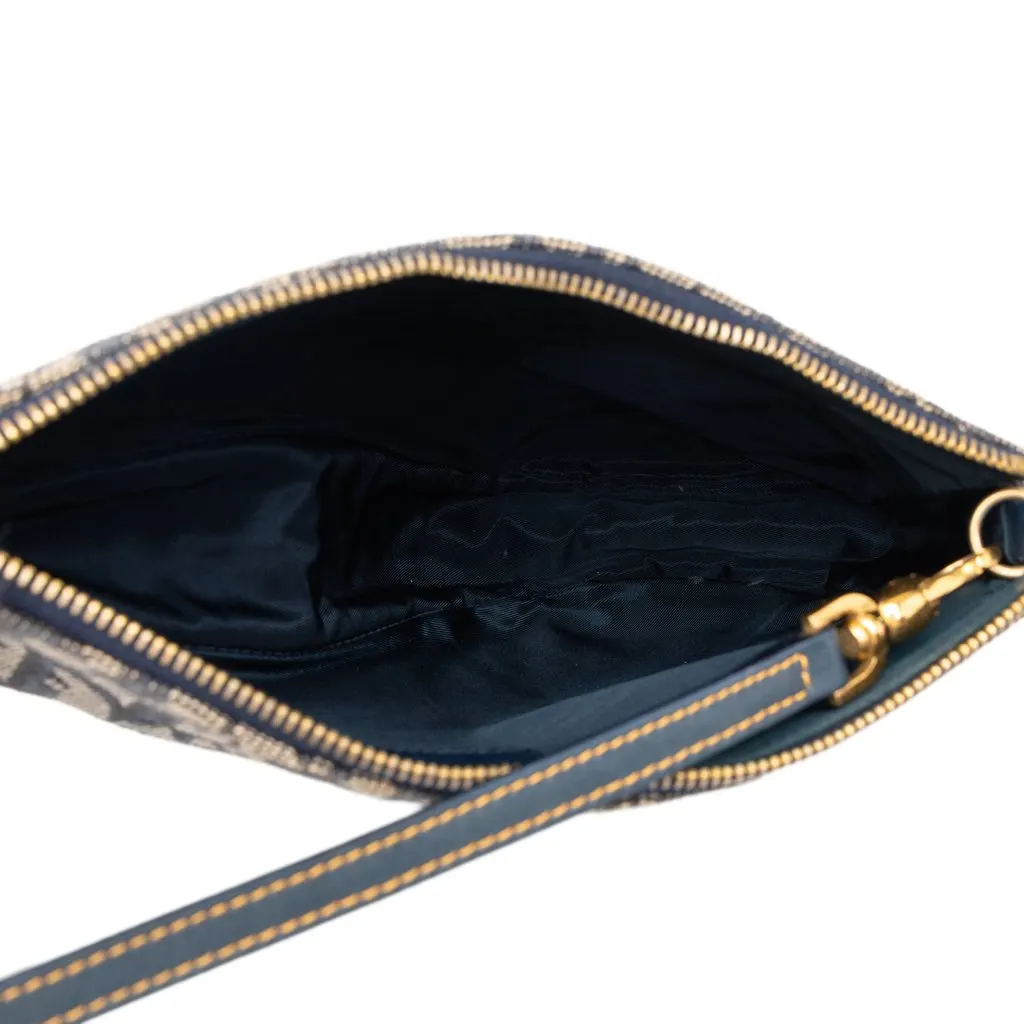 Dior Mini Diorissimo Canvas Saddle Pochette Blue Canvas Good - Model View