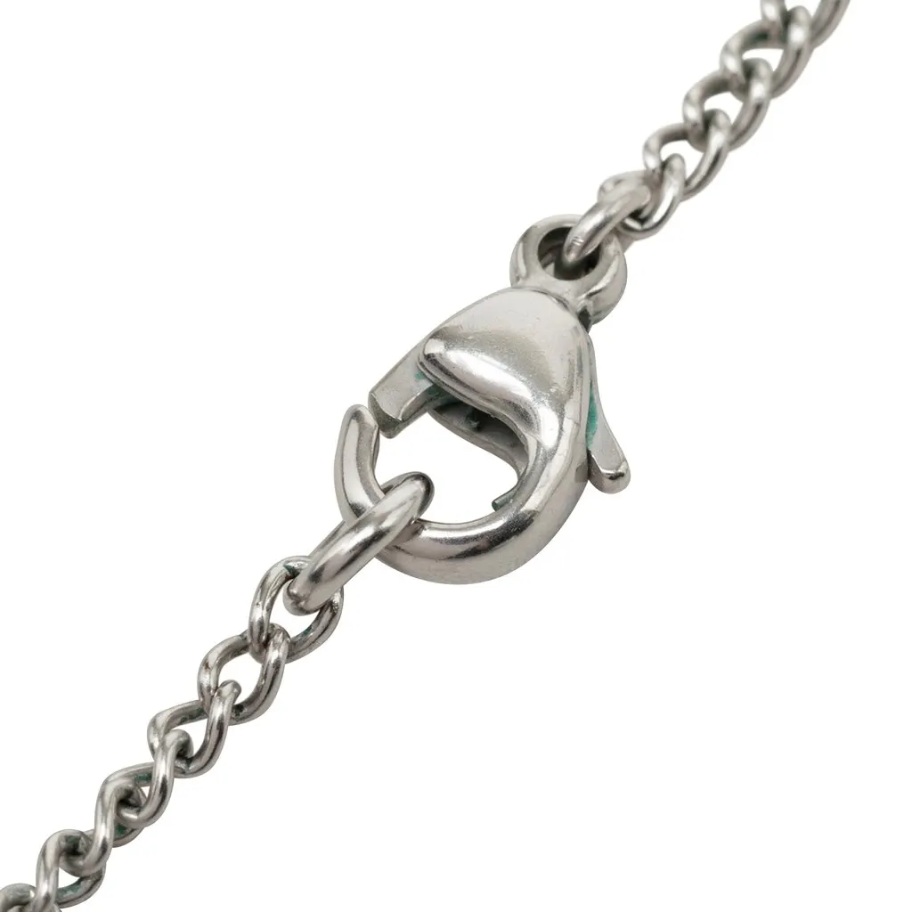 Chanel CC Brass Strass Mini Heart Pendant Necklace Silver Metal Very good - Model View
