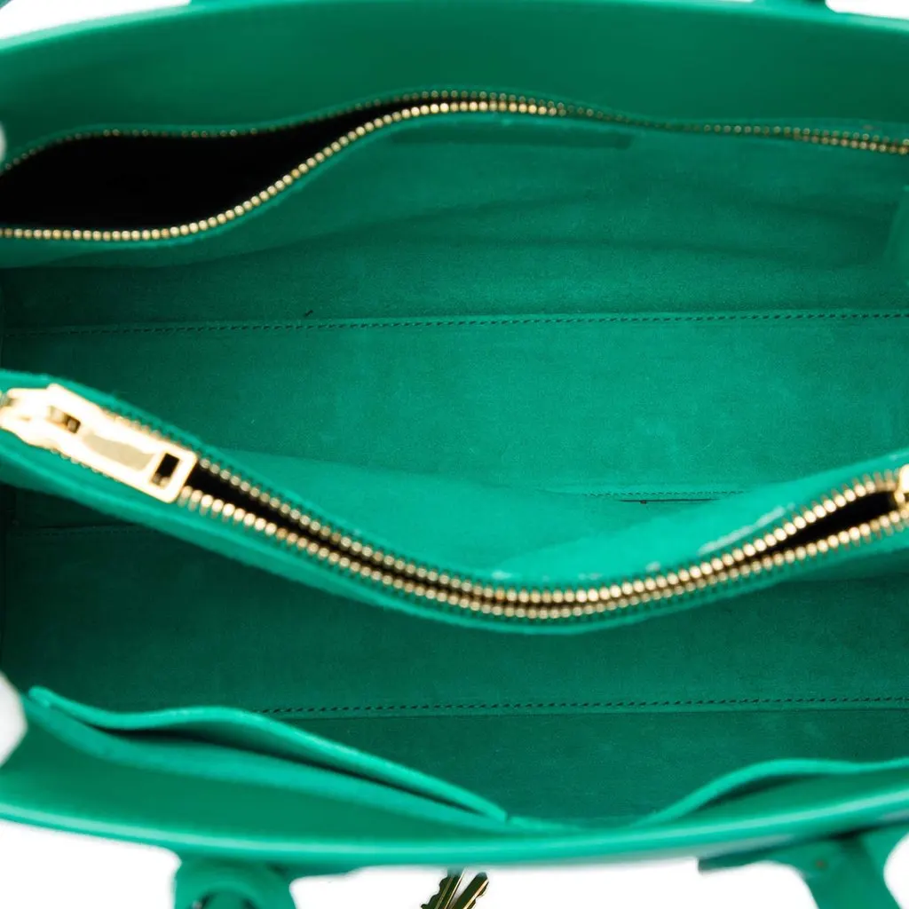Saint Laurent Small Leather Sac De Jour Satchel Green Leather Very good - Model View