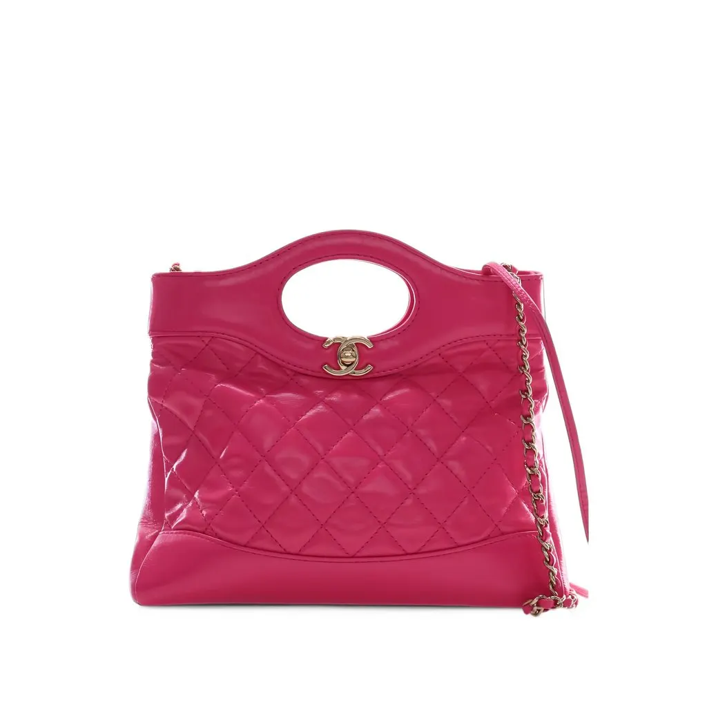 Chanel Large Quilted Glazed Calfskin 31 Shopping Bag Pink Leather Very good - Front View