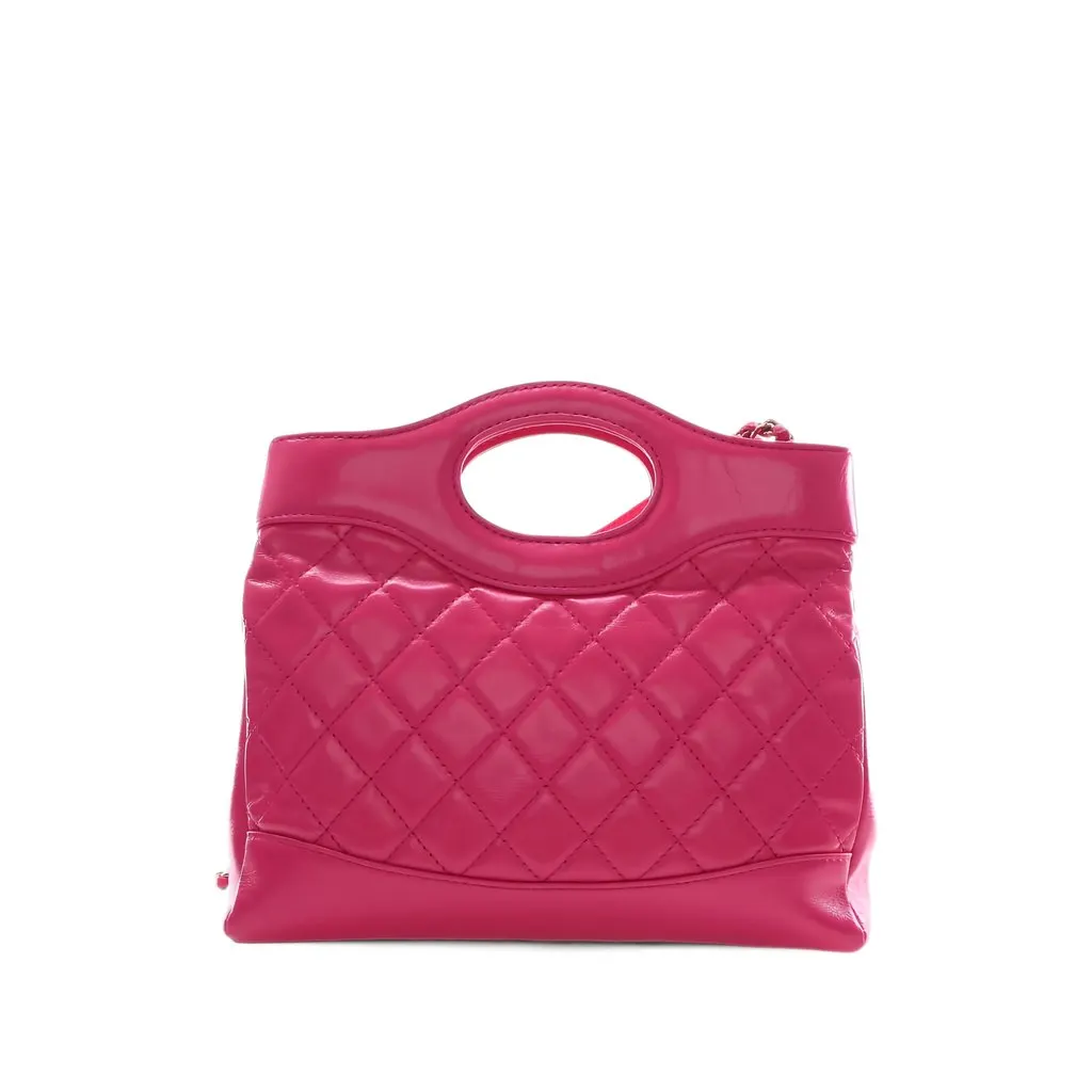 Chanel Large Quilted Glazed Calfskin 31 Shopping Bag Pink Leather Very good - Back View