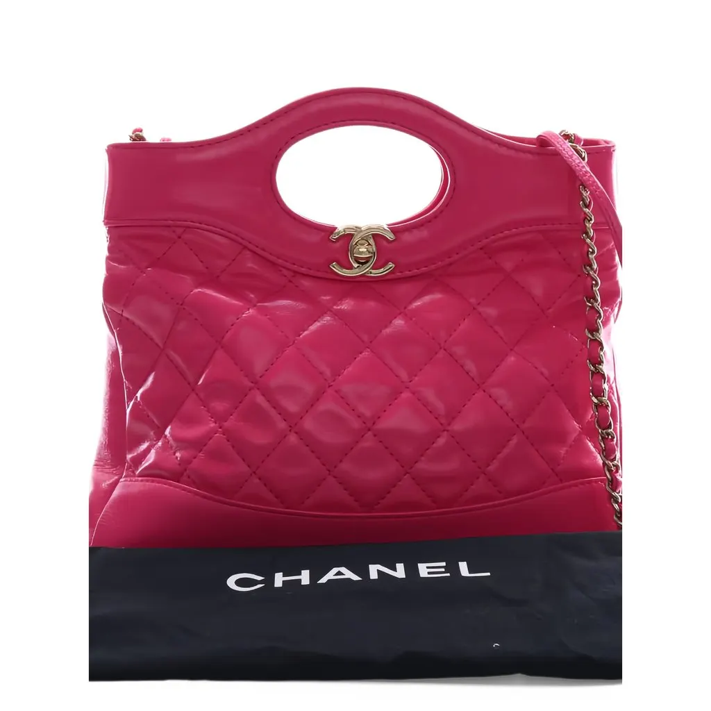 Chanel Large Quilted Glazed Calfskin 31 Shopping Bag Pink Leather Very good - Box View