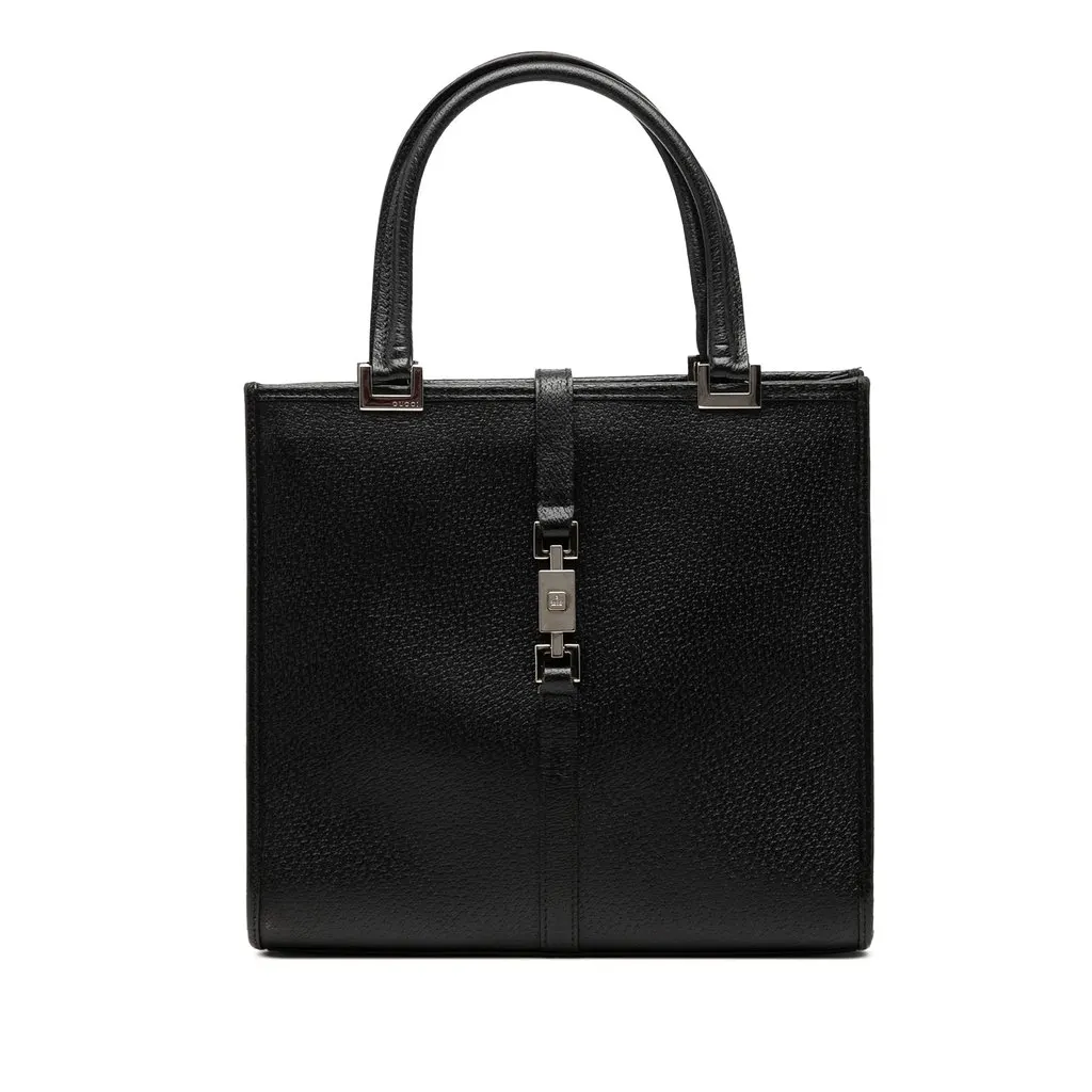 Gucci Calfskin Jackie Handbag Black Leather Very good - Front View