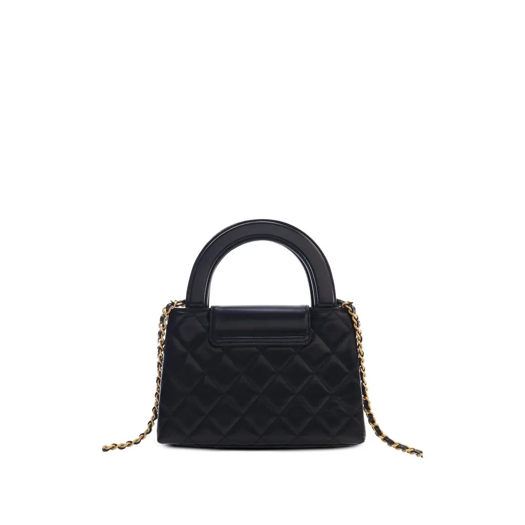 Chanel Nano Aged Calfskin Kelly Shopper Bag Black Leather Very good - Back View