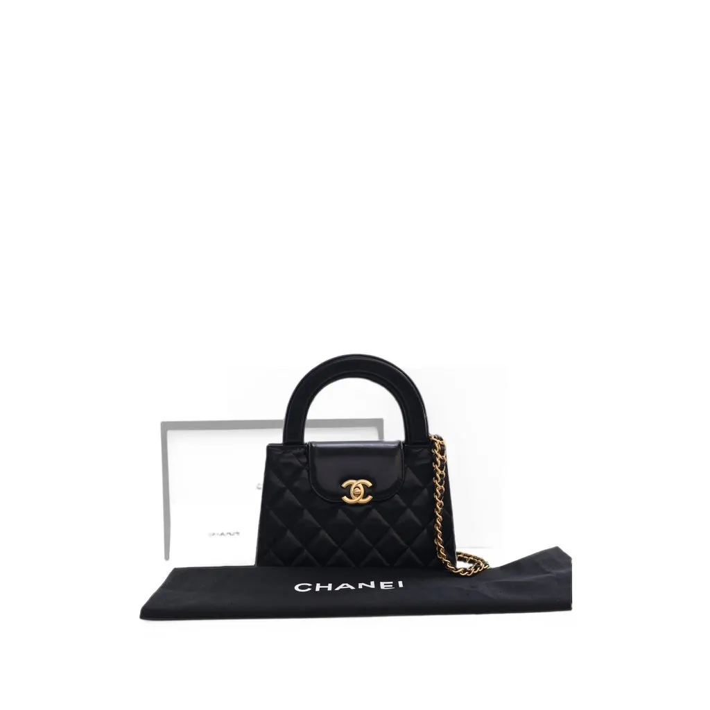 Chanel Nano Aged Calfskin Kelly Shopper Bag Black Leather Very good - Box View