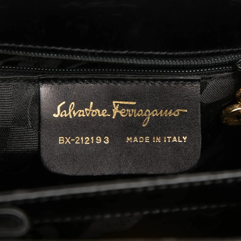 Salvatore Ferragamo Small Leather Gancini Iconic Top Handle Bag Black Leather Very good - Box View