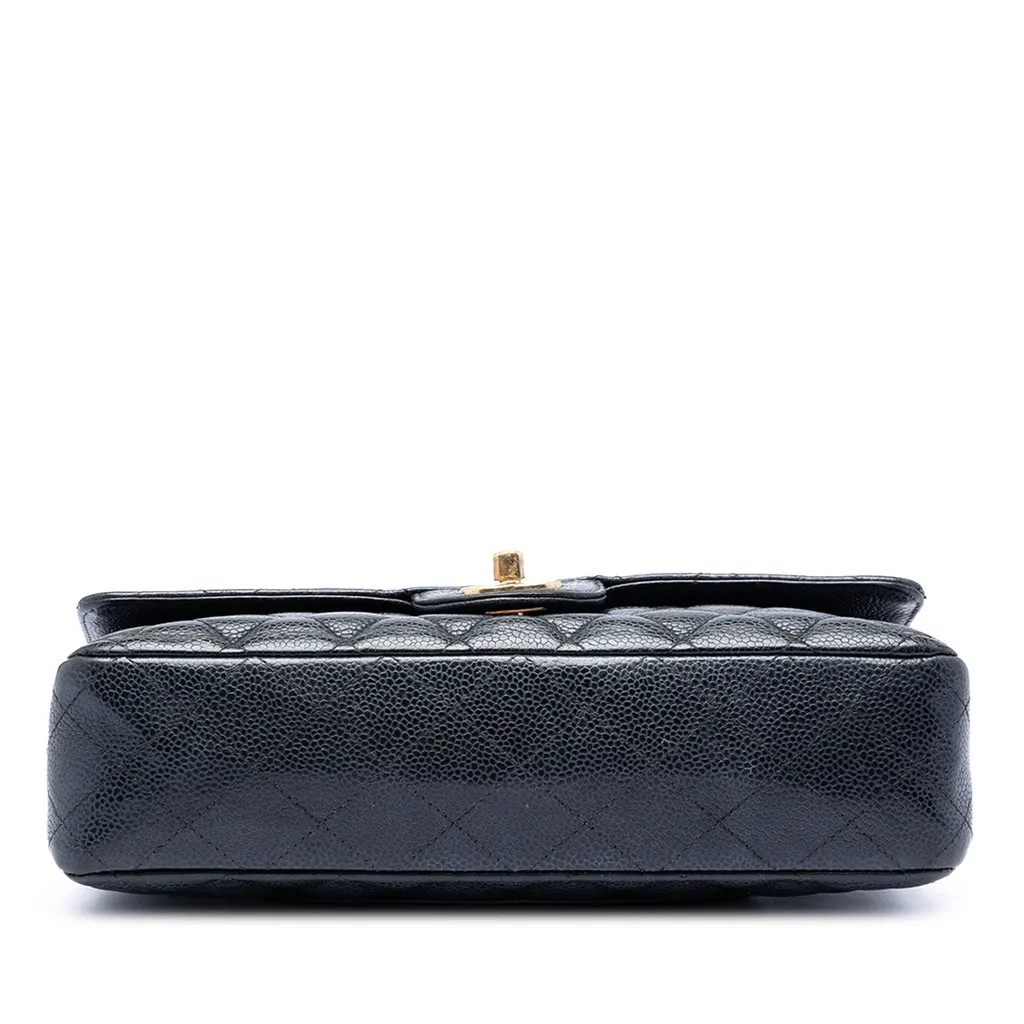 Chanel Medium Classic Caviar Double Flap Black Leather Very good - Inside View