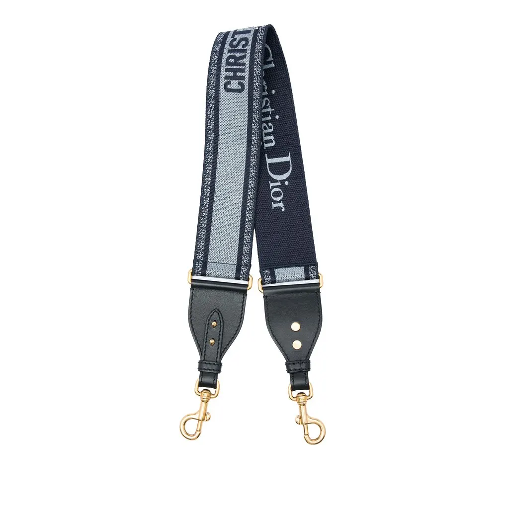 Dior Embroidered Canvas Bag Strap Blue Canvas Very good - Inside View