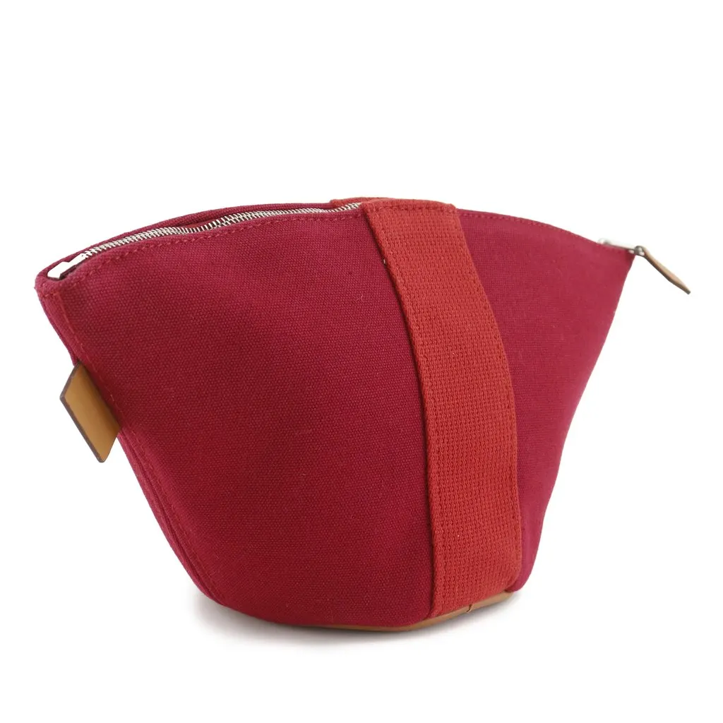 Hermès Mini Toile Palmyre Pouch Red Very good - Back View