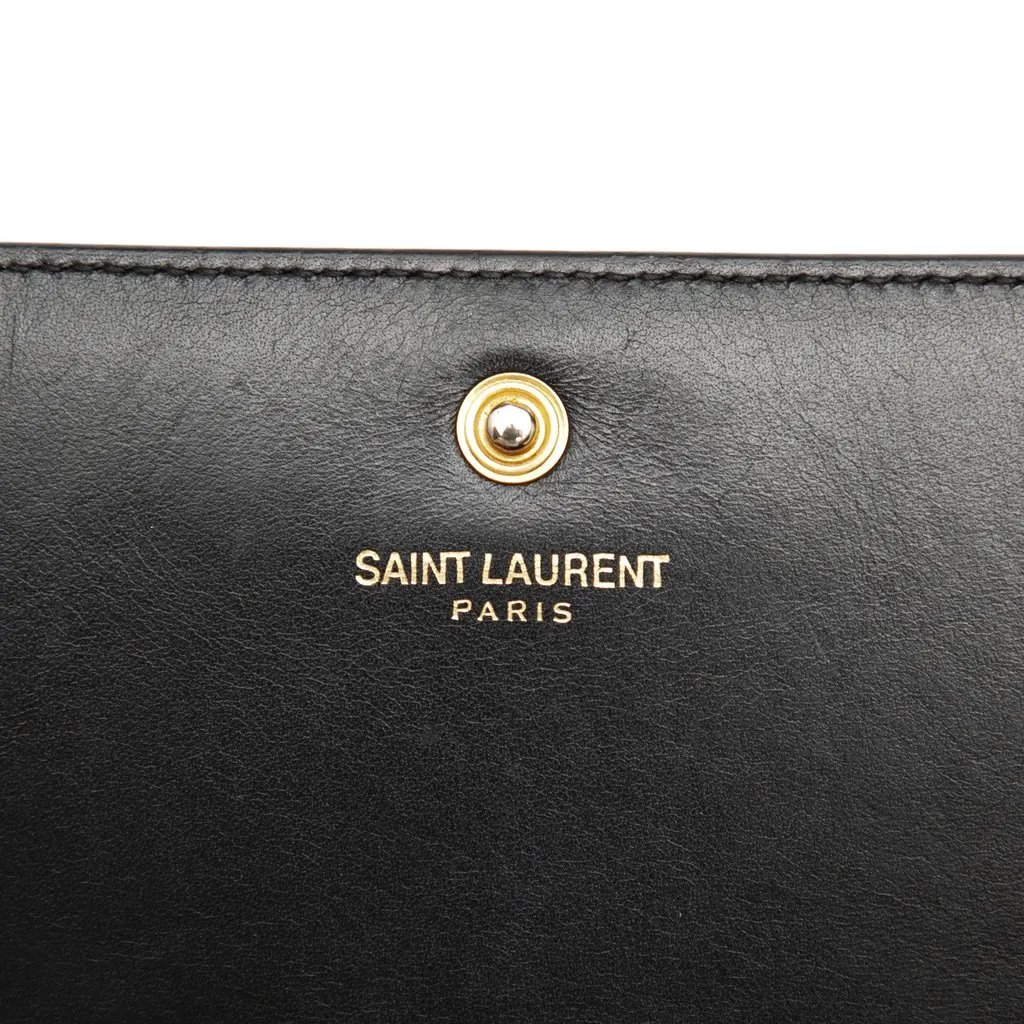 Saint Laurent Grained Calfskin Classic Letters Wallet on Chain Black Leather Very good - Box View