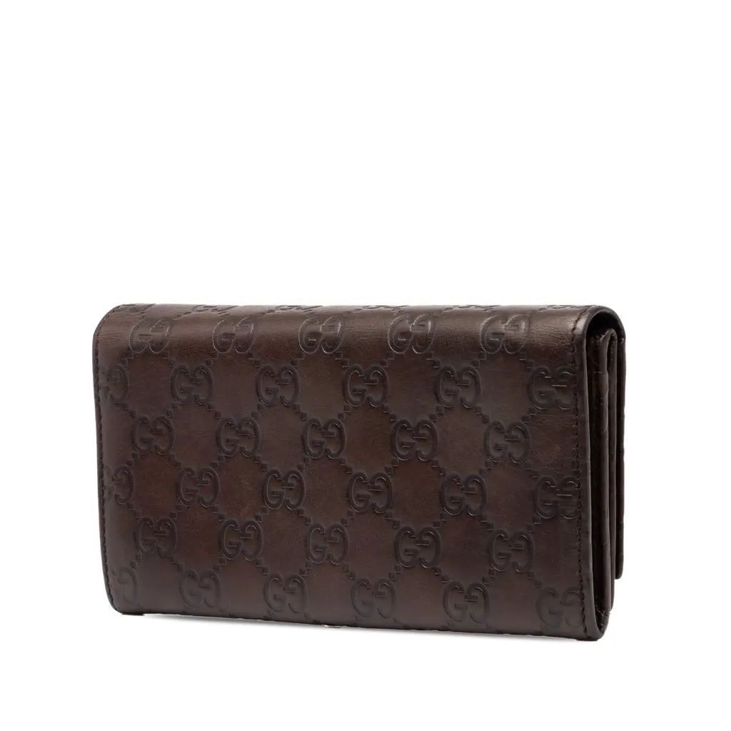 Gucci Guccissima Bifold Double Long Wallet Brown Leather Very good - Back View