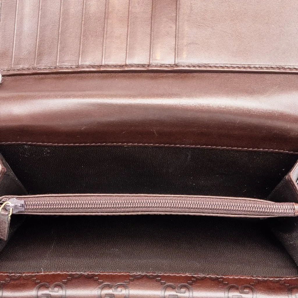 Gucci Guccissima Bifold Double Long Wallet Brown Leather Very good - Model View