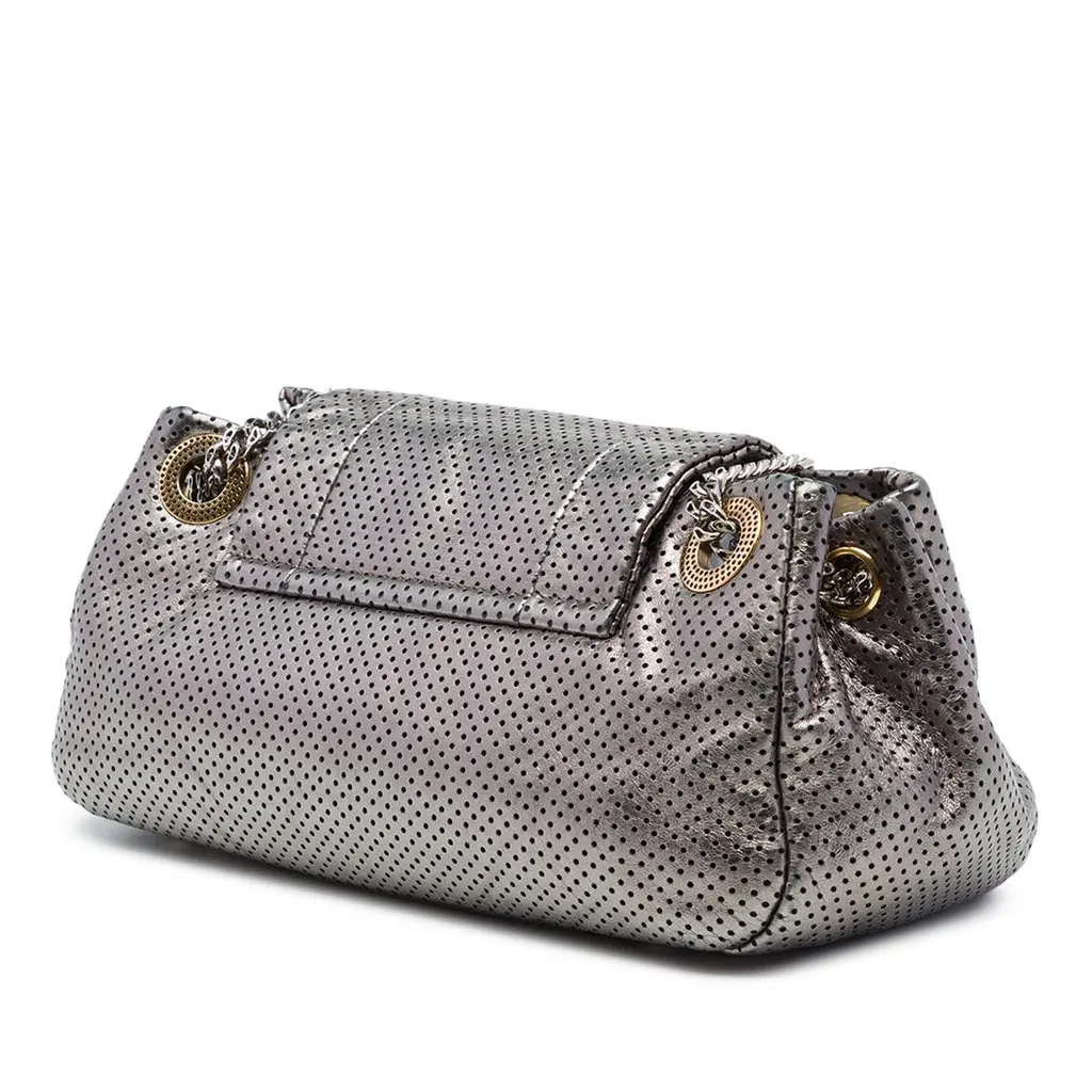 Chanel Metallic Perforated Calfskin Reissue 2.55 Drill Accordion Flap Silver Leather Very good - Back View