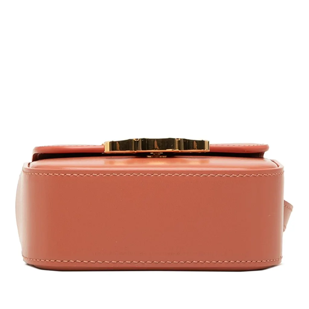 Celine Mini Shiny Calfskin Triomphe Crossbody Brown Leather Very good - Inside View
