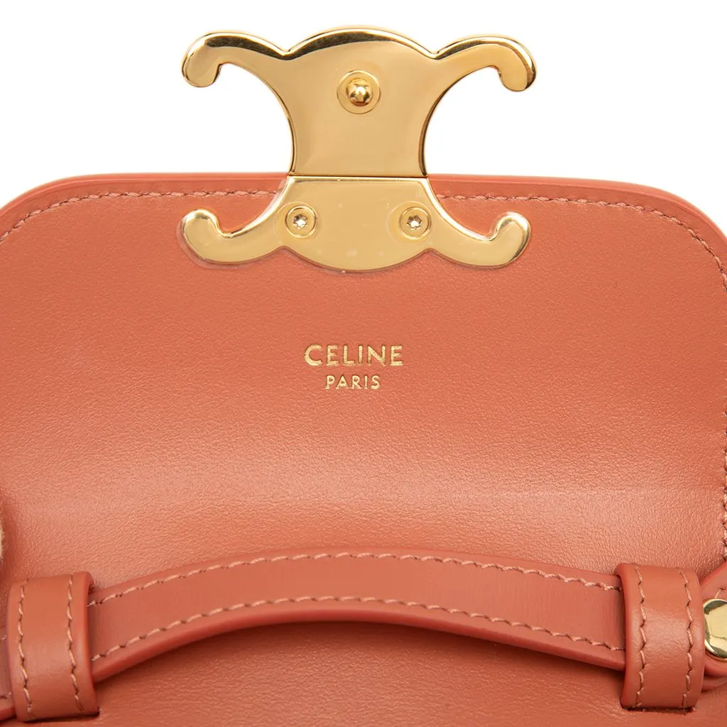 Celine Mini Shiny Calfskin Triomphe Crossbody Brown Leather Very good - Box View