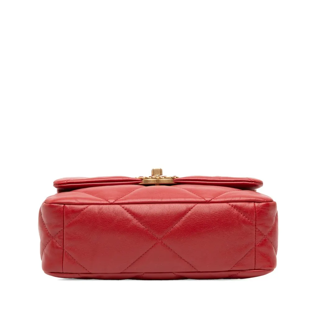 Chanel Medium Lambskin 19 Flap Red Leather Very good - Inside View