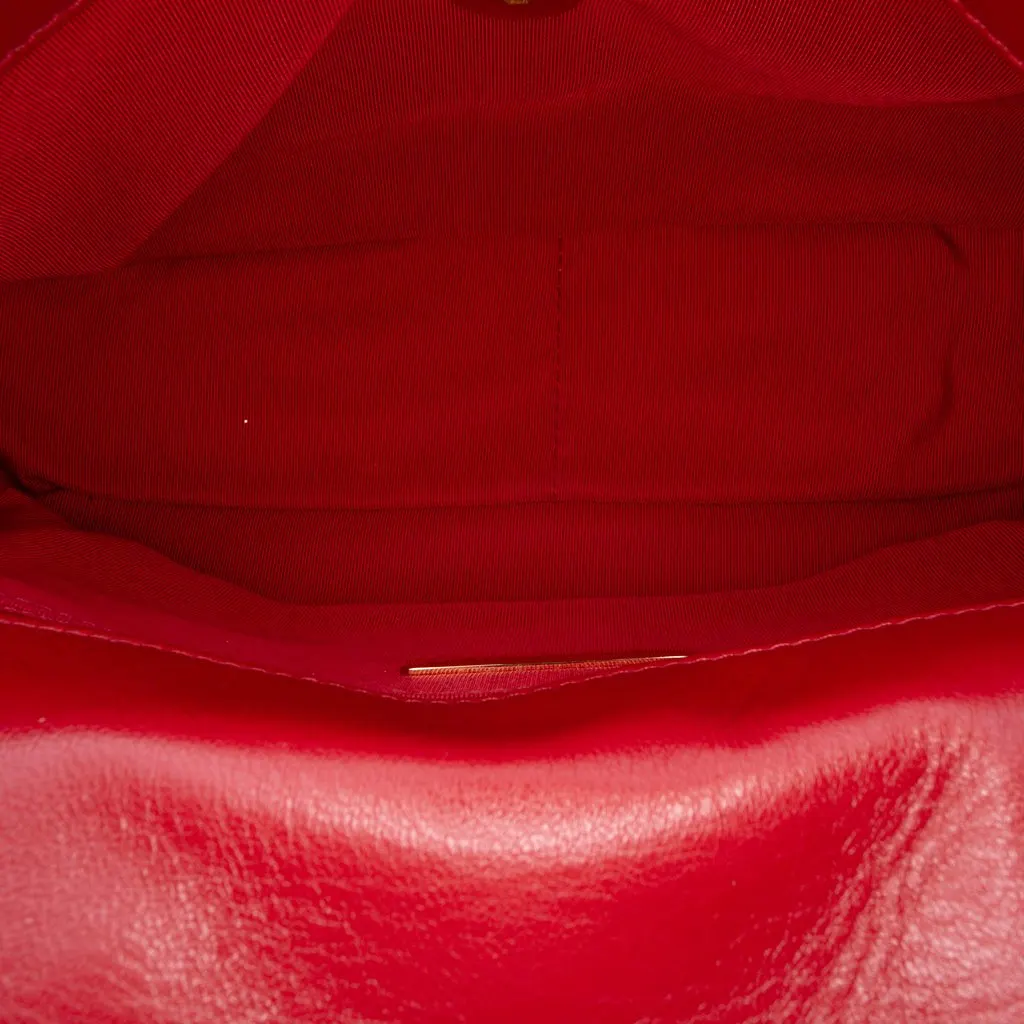 Chanel Medium Lambskin 19 Flap Red Leather Very good - Model View