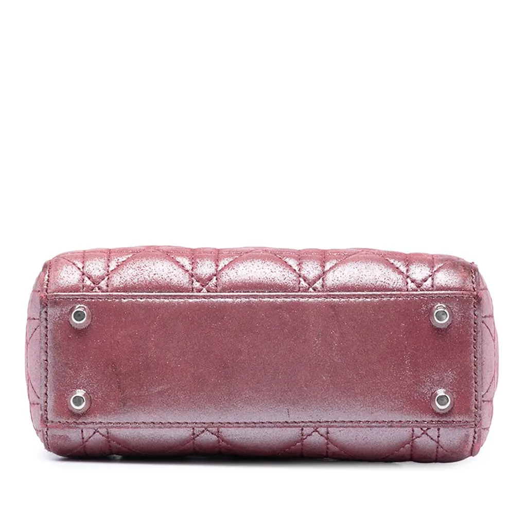 Dior Mini Iridescent Lambskin Cannage Lady Dior Pink Leather Very good - Inside View