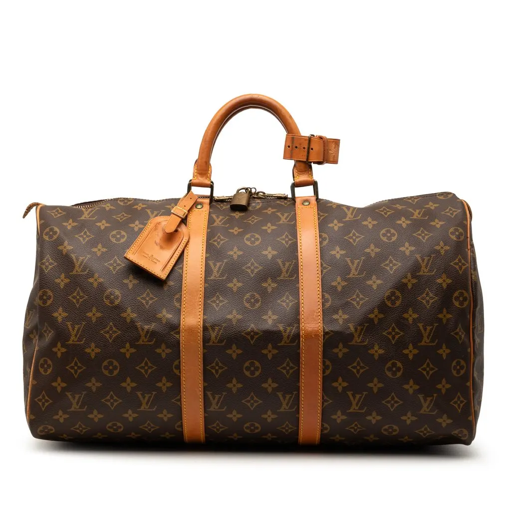 Louis Vuitton Monogram Keepall 50 Brown Good - Front View