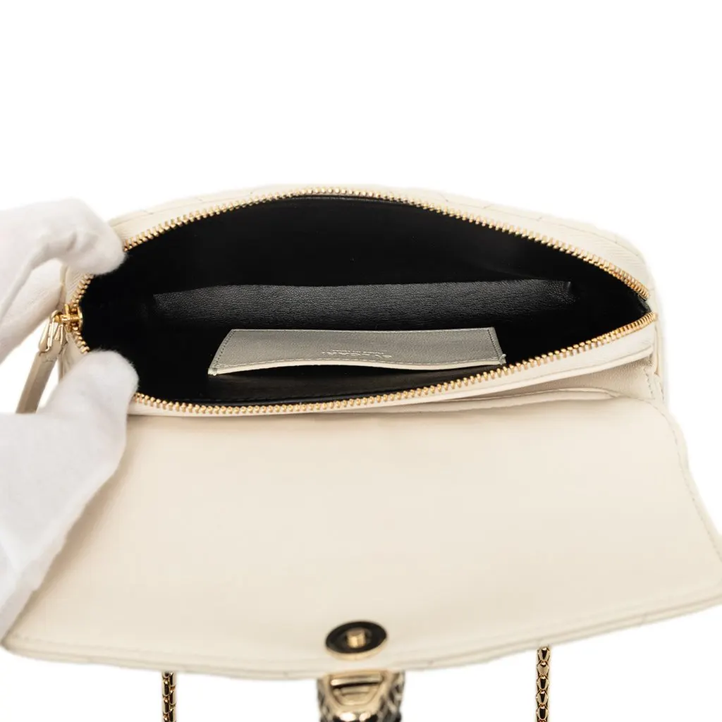 Bvlgari Quilted Calfskin Serpenti Forever Convertible Belt Bag White Leather Very good - Model View