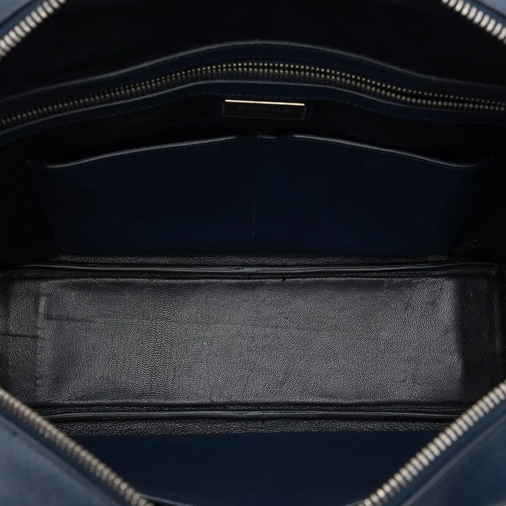 Prada Saffiano Business Bag Blue Leather Very good - Model View