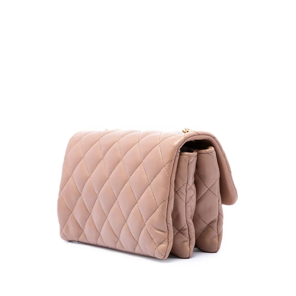 Chanel Small Quilted Lambskin Pillow Crush Flap Brown Leather Very good - Back View