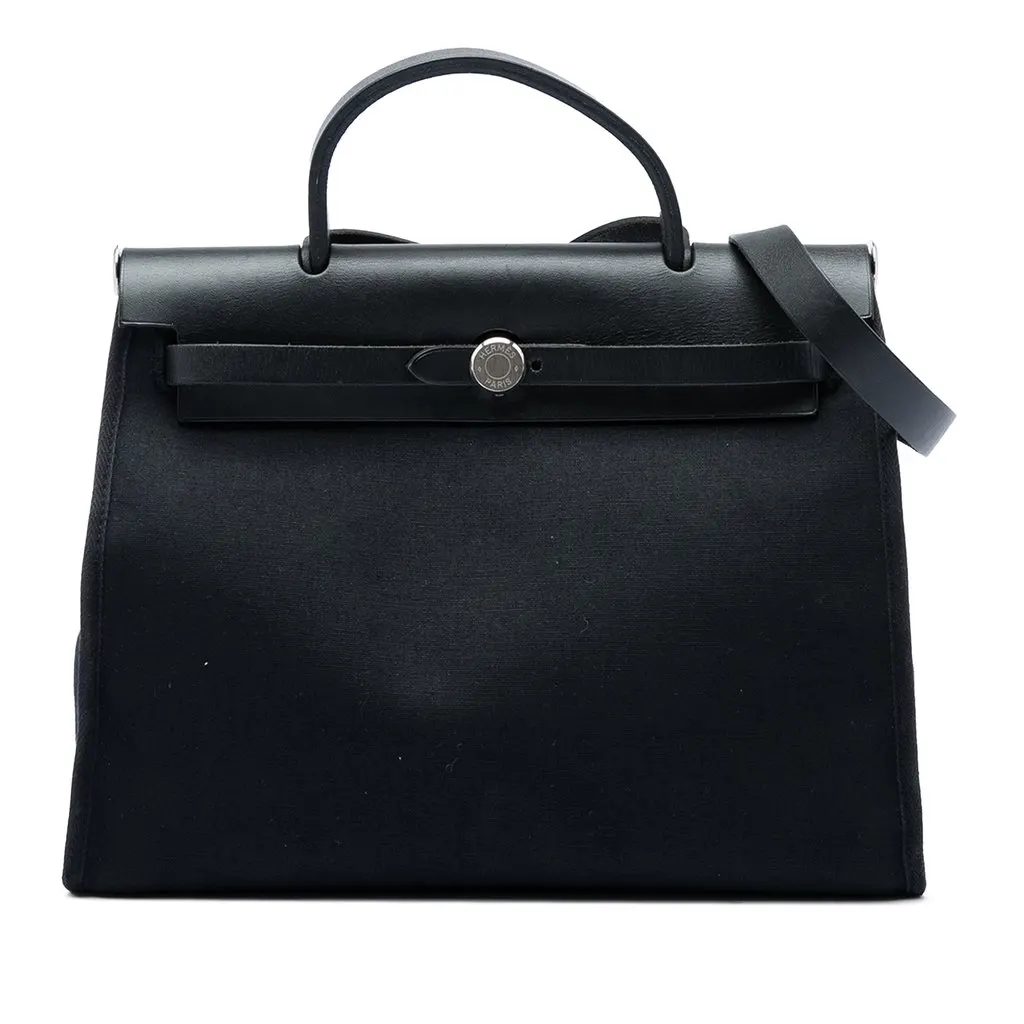 Hermès Toile Herbag PM Black Canvas Very good - Front View