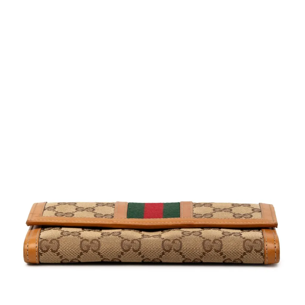 Gucci GG Canvas Web Continental Wallet Brown Very good - Inside View