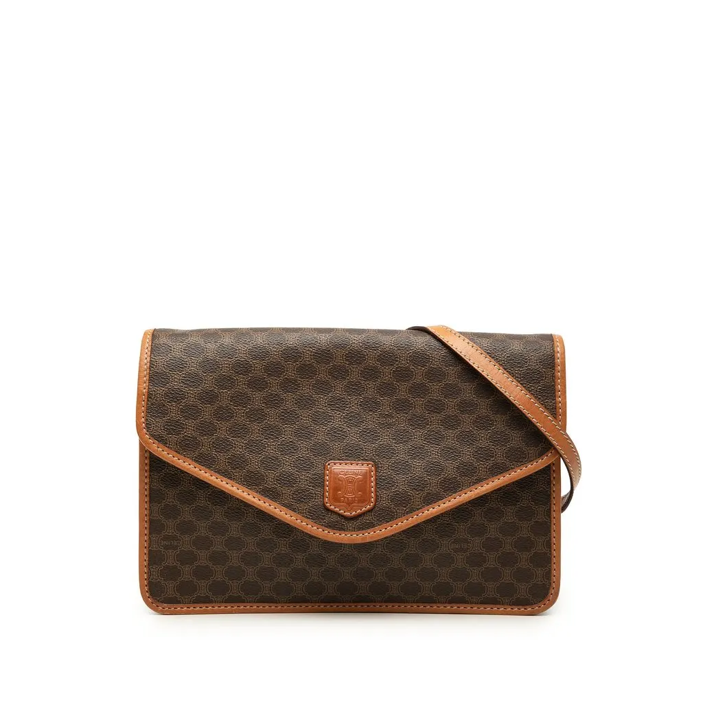 Celine Macadam Coated Canvas Crossbody Brown Canvas Very good - Front View