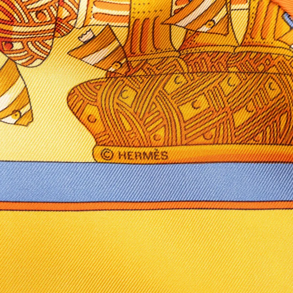 Hermès Rencontre Oceane Silk Scarf 90 Yellow Silk Good - Box View