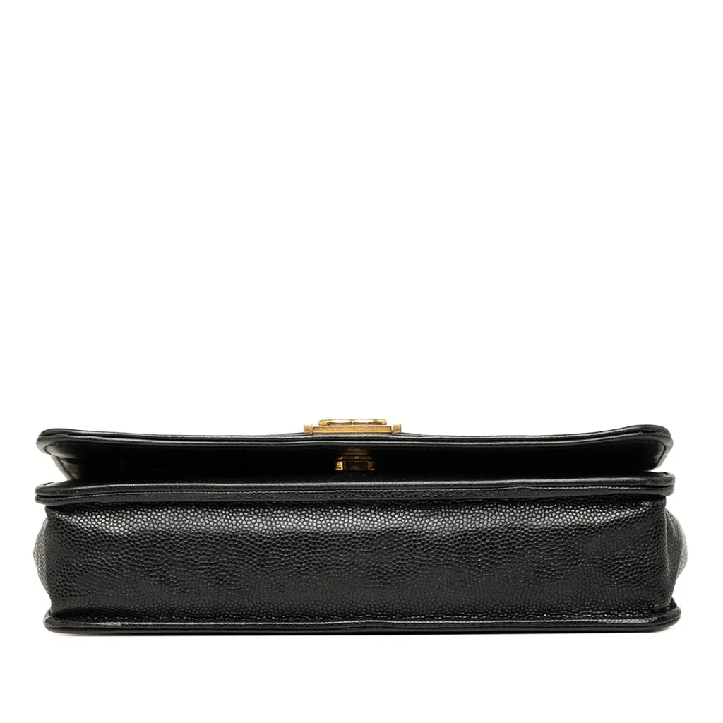 Chanel Quilted Caviar Boy Wallet on Chain Black Leather Very good - Inside View