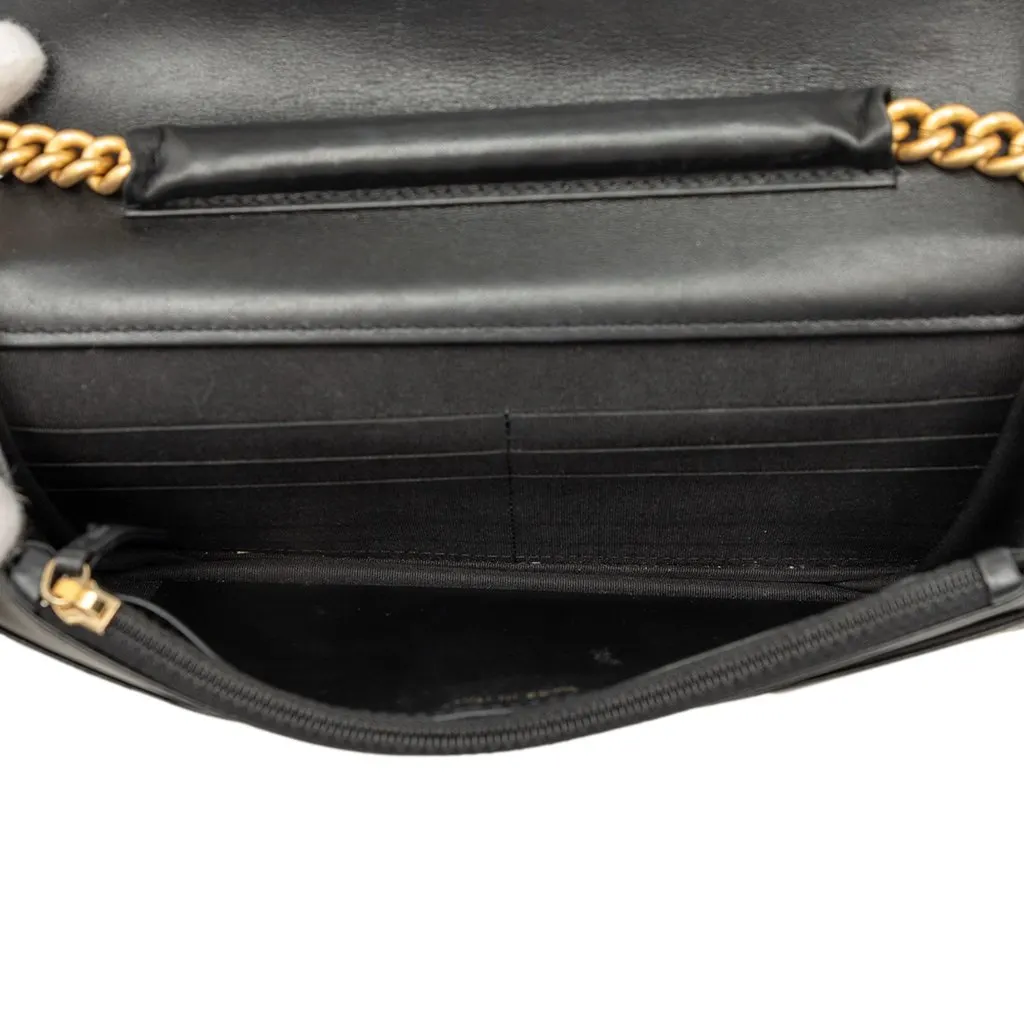 Chanel Quilted Caviar Boy Wallet on Chain Black Leather Very good - Model View