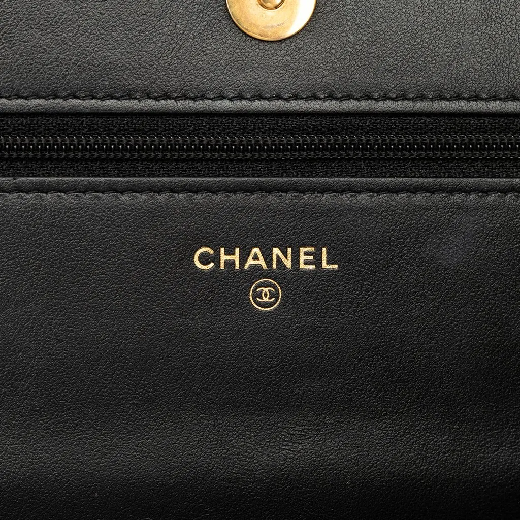 Chanel Quilted Caviar Boy Wallet on Chain Black Leather Very good - Box View