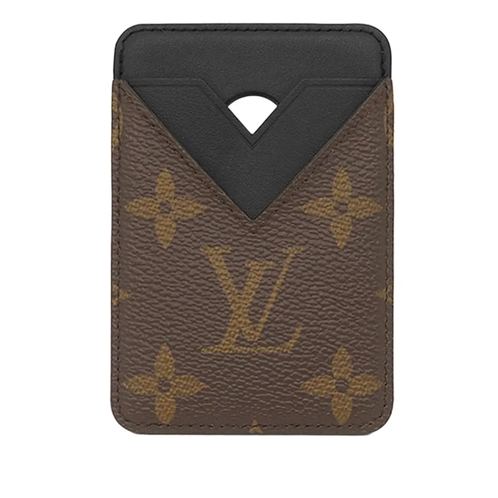 Louis Vuitton Monogram Macassar Magnetic Card Holder Brown Canvas Good - Front View