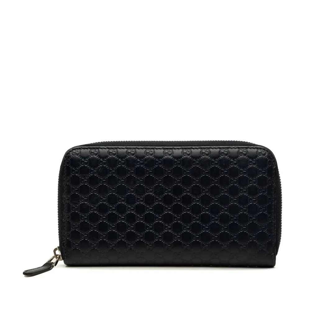 Gucci Microguccissima Zip Around Long Wallet Black Leather Very good - Front View