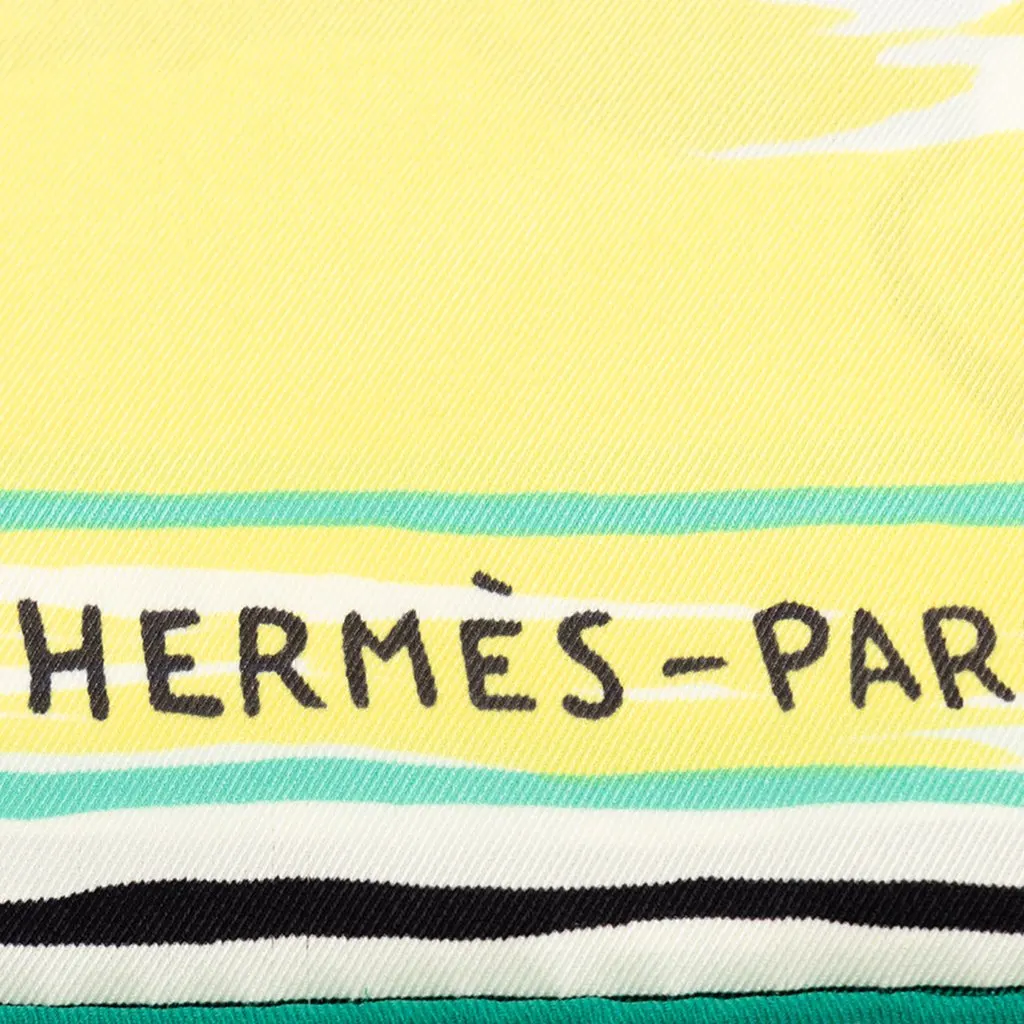 Hermès Finish  Silk Scarf 70 Yellow Silk Good - Back View