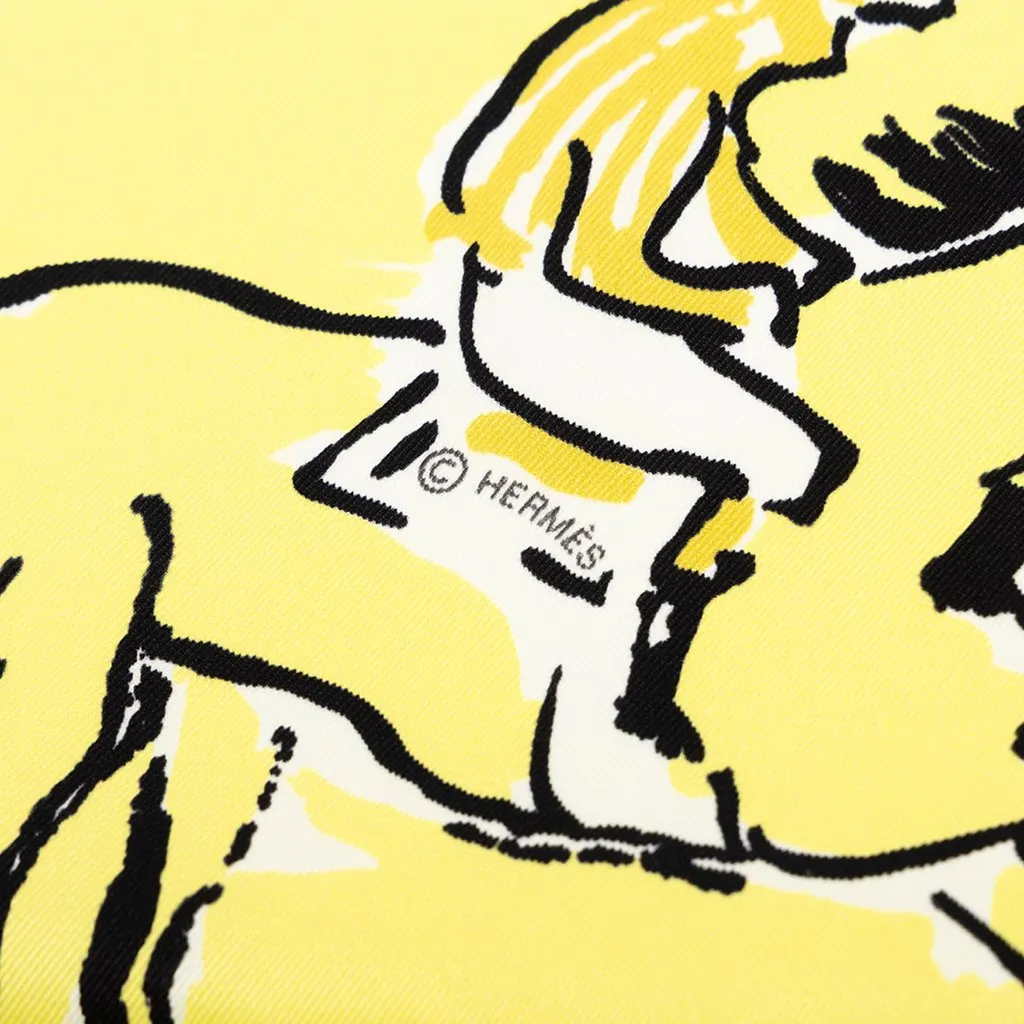Hermès Finish  Silk Scarf 70 Yellow Silk Good - Model View