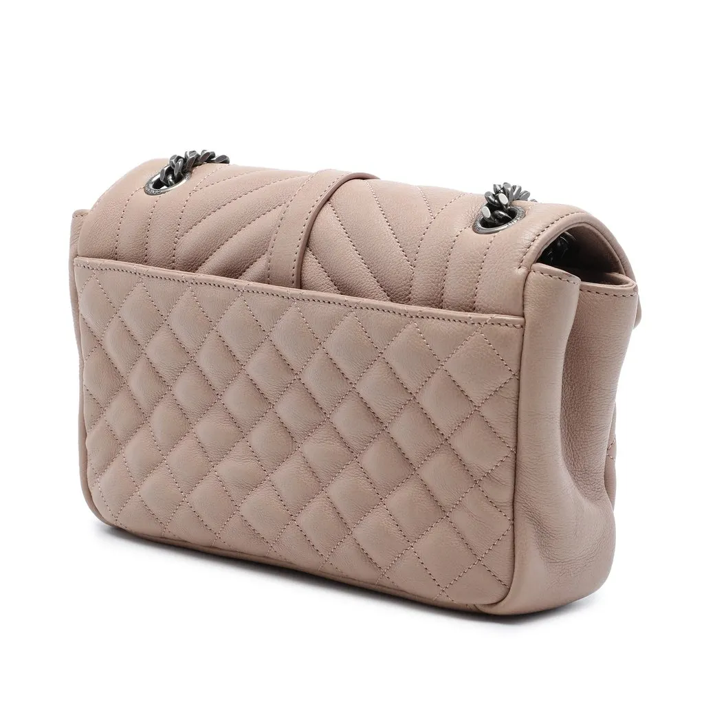 Saint Laurent Medium Sheepskin Triquilt Monogram College Bag Brown Leather Very good - Back View