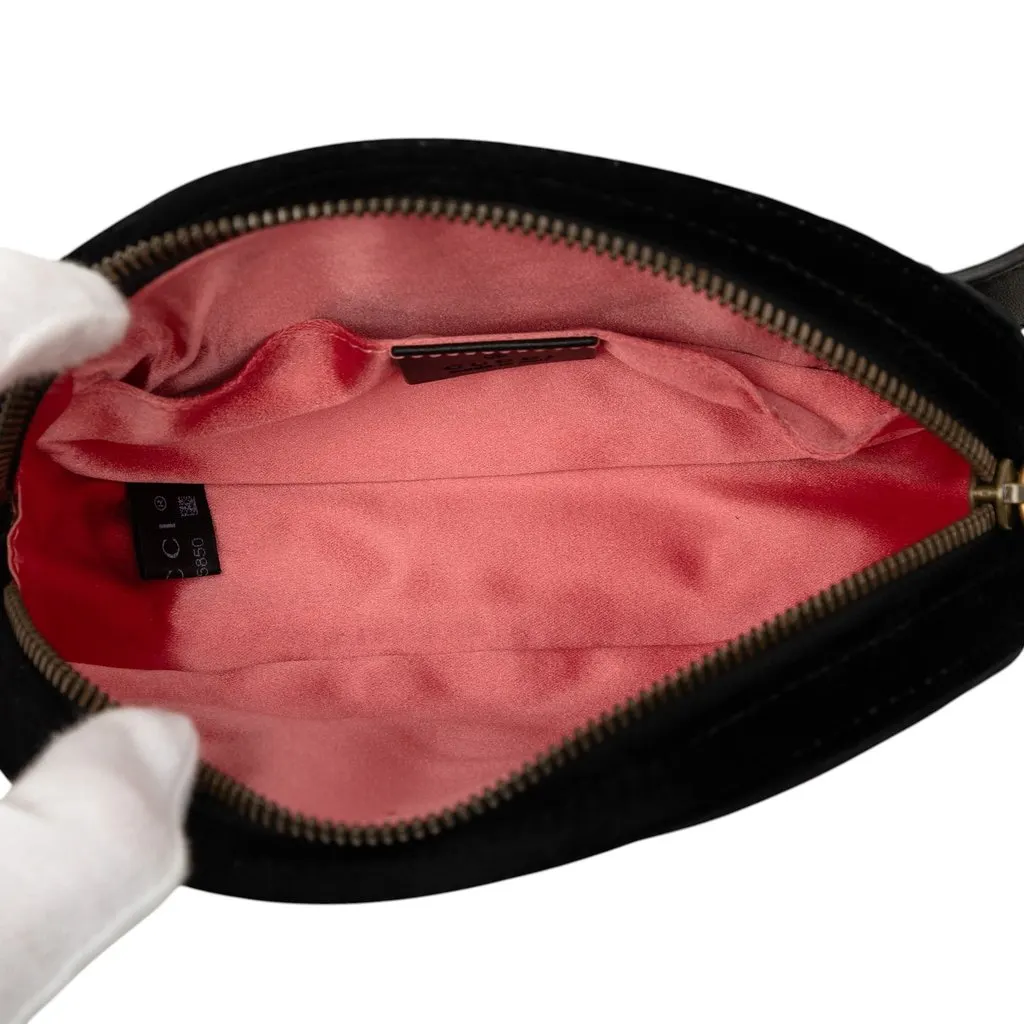 Gucci GG Marmont Matelasse Velvet Belt Bag Black Velvet Very good - Model View