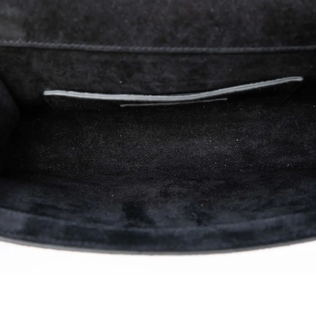 Saint Laurent Small Suede Monogram Envelope Fringe Crossbody Black Leather Very good - Model View