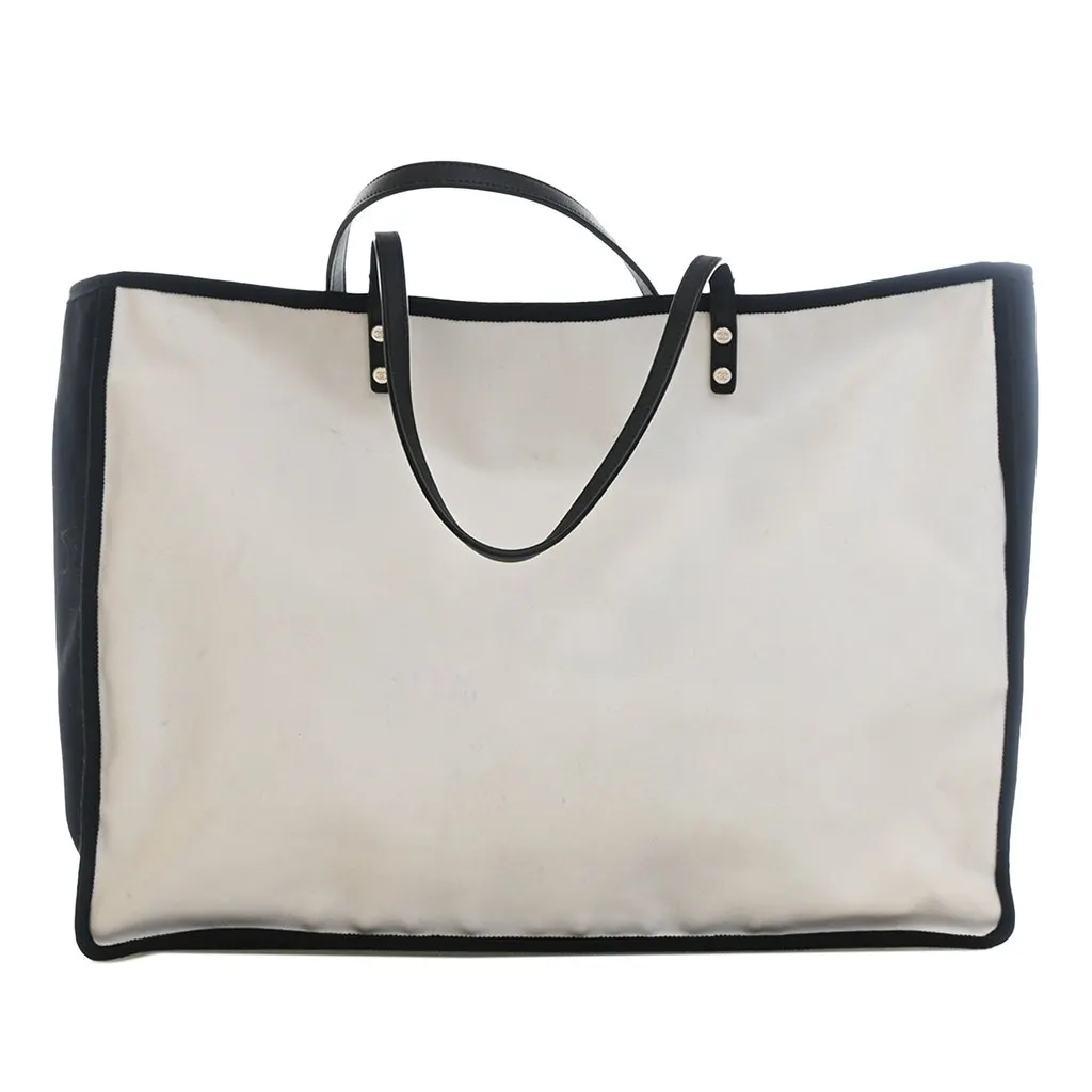 Chanel Bicolor Canvas Ladies First Shopping Tote White Very good - Back View