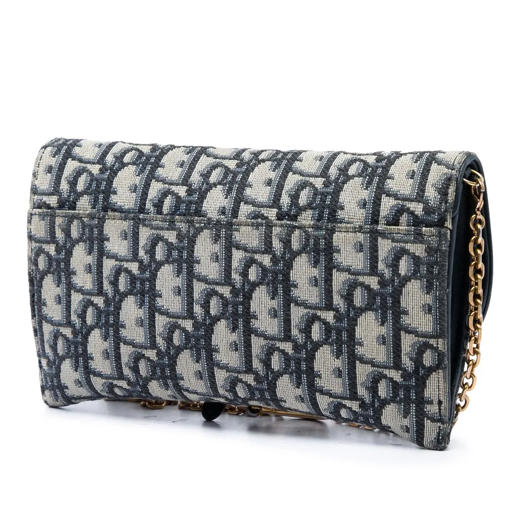 Dior Oblique Canvas Saddle Wallet On Chain Blue Canvas Very good - Back View