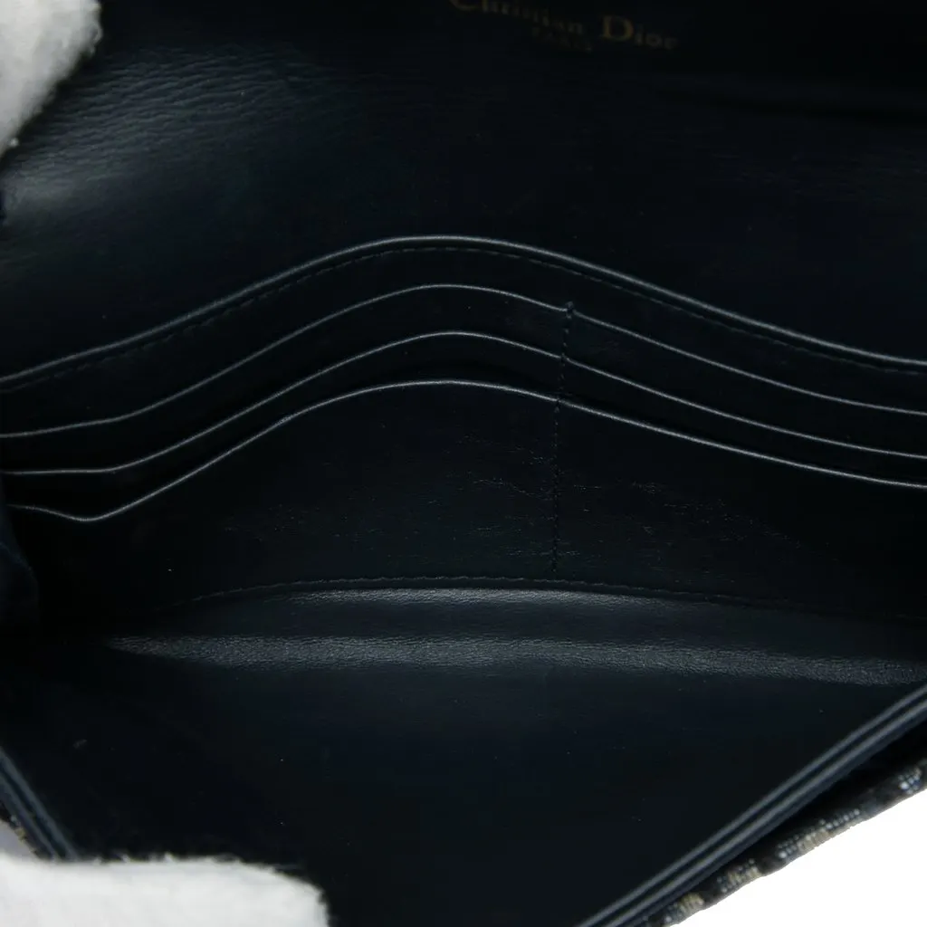 Dior Oblique Canvas Saddle Wallet On Chain Blue Canvas Very good - Model View