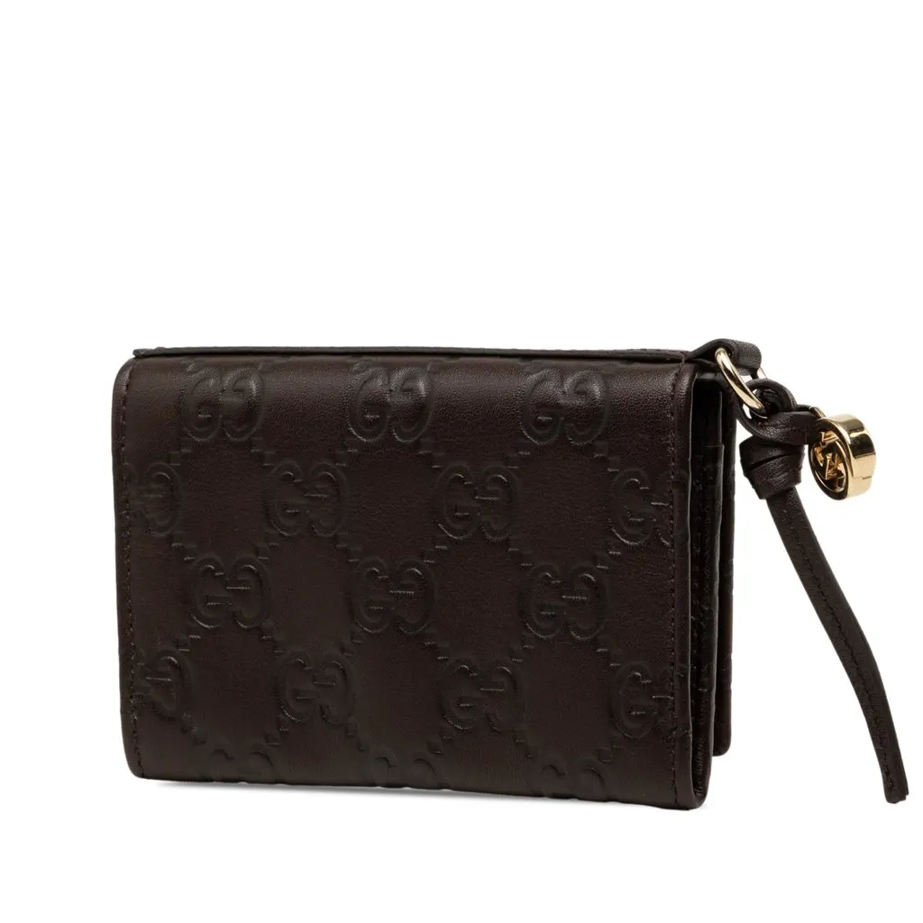 Gucci Guccissima Flap Card Case Brown Leather Very good - Back View