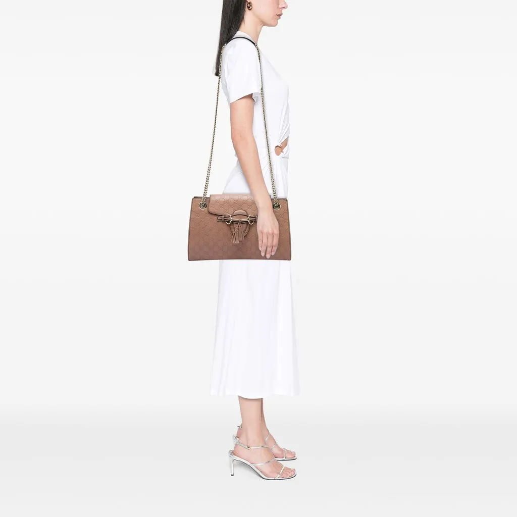Gucci Large Guccissima Emily Shoulder Bag Brown Leather Very good - Box View