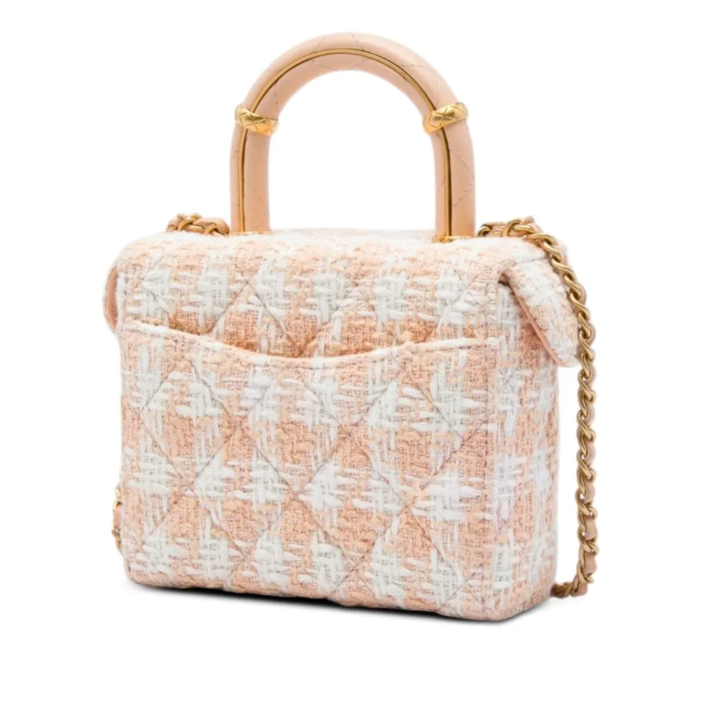 Chanel Mini Tweed Crush Top Handle Bag Beige Very good - Back View