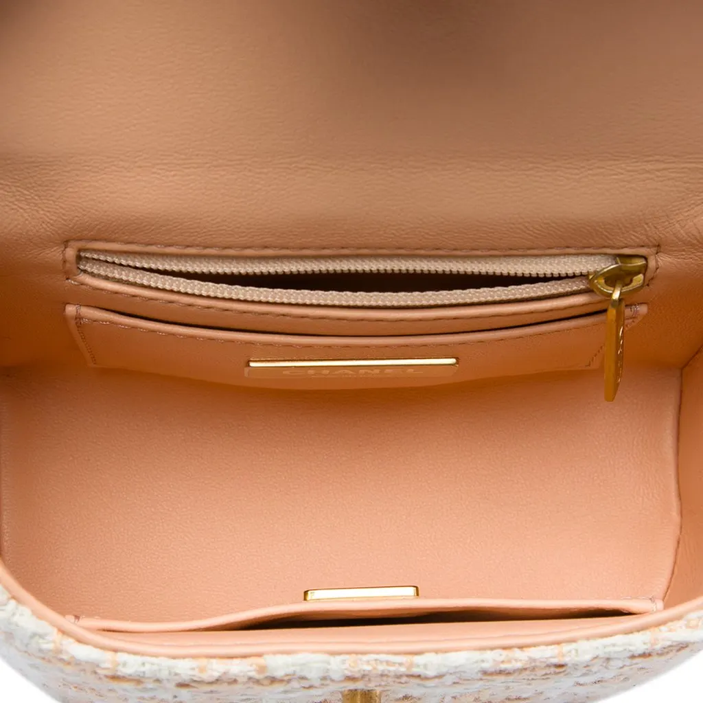 Chanel Mini Tweed Crush Top Handle Bag Beige Very good - Model View